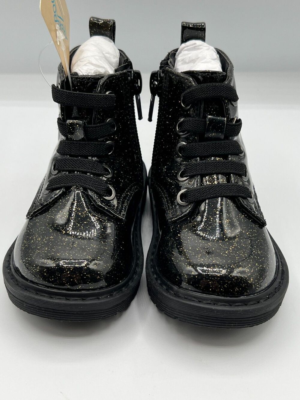 Thereabouts TH Lil Reese Glitter Combat Boots Toddler Girls Black 5M NWT
